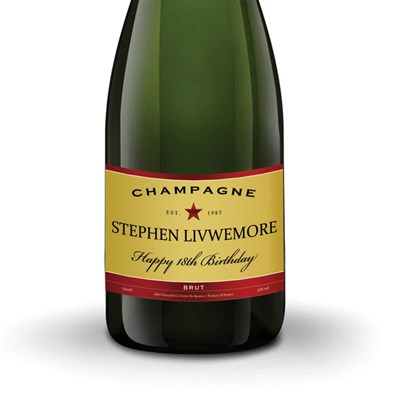 Buy And Send Personalised Champagne - Jules Feraud, Brut- Red and Gold Label Gift Online